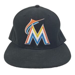 MIAMI MARLINS Hat Size 7 1/2 Black NEW ERA Fitted MLB Baseball Alternate Cap